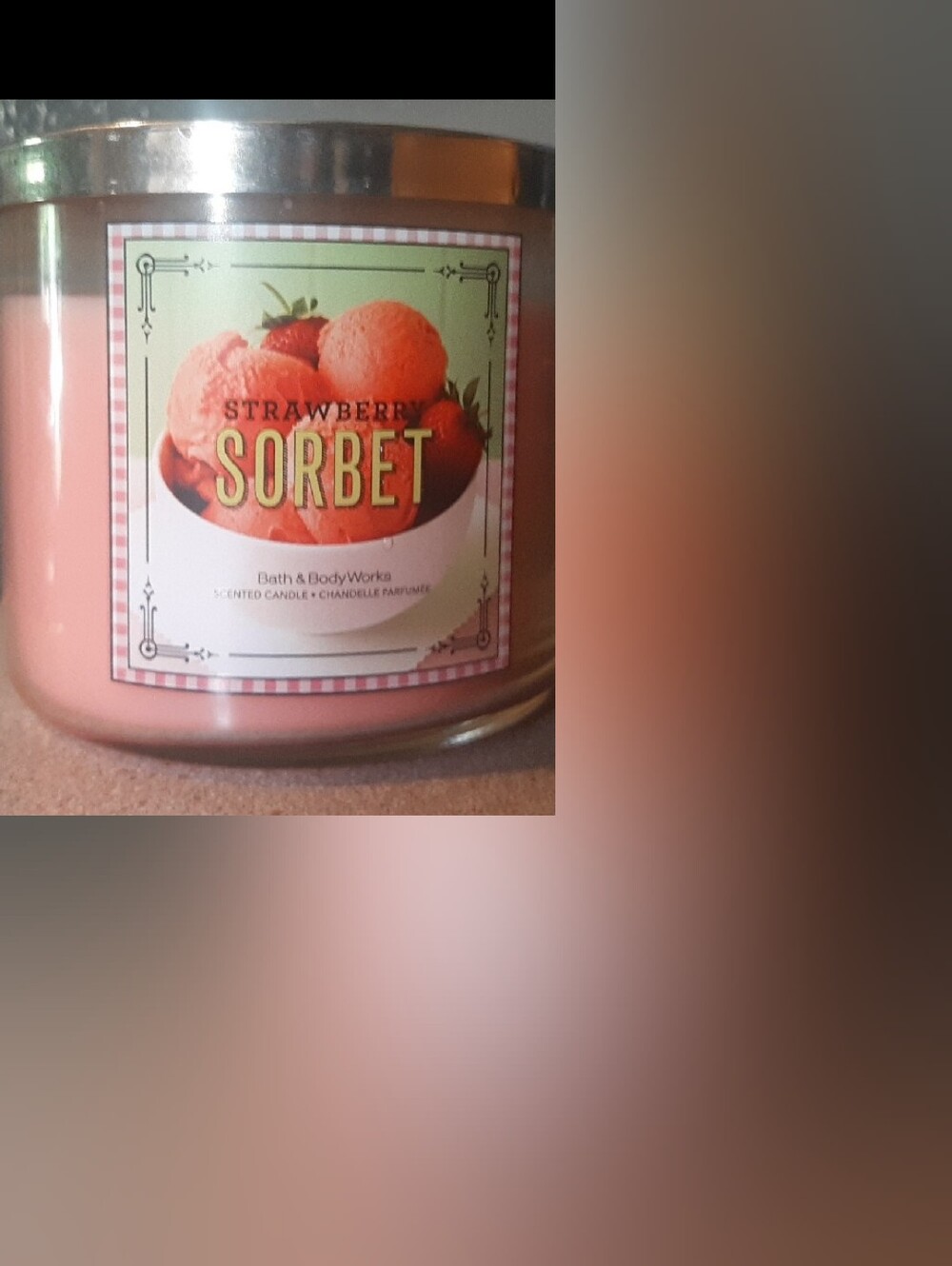 Bath & Body Works Strawberry Sorbet 3-Wick Candle New - Picture 2 of 2